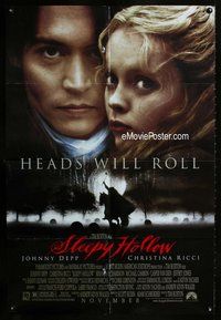 g565 SLEEPY HOLLOW DS advance one-sheet movie poster '99 Johnny Depp, Ricci