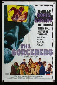 g571 SORCERERS one-sheet movie poster '67 Boris Karloff horror!