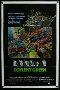 g573 SOYLENT GREEN one-sheet movie poster '73 Charlton Heston, Solie art!