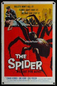 g576 SPIDER one-sheet movie poster '58 Bert I. Gordon, horror!