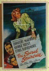g577 SPIRAL STAIRCASE one-sheet movie poster '46 McGuire, cool artwork!