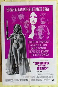 g578 SPIRITS OF THE DEAD one-sheet movie poster '69 Fellini, sexy Bardot!