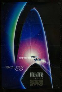 g585 STAR TREK: GENERATIONS advance one-sheet movie poster '94Stewart,Shatner