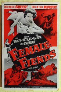 g597 FEMALE FIENDS one-sheet movie poster '59 sexy Female Fiends!