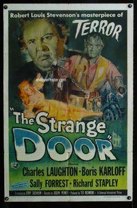 g598 STRANGE DOOR one-sheet movie poster '51 Boris Karloff, Laughton