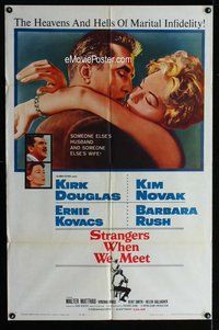 g602 STRANGERS WHEN WE MEET one-sheet movie poster '60 Kirk Douglas, Novak