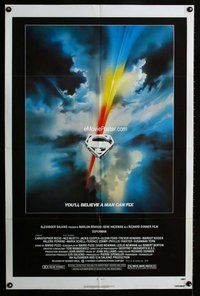 g613 SUPERMAN one-sheet movie poster '78 Bob Peak shield style artwork!