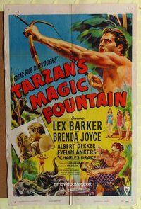 g622 TARZAN'S MAGIC FOUNTAIN one-sheet movie poster '49 Lex Barker, Joyce