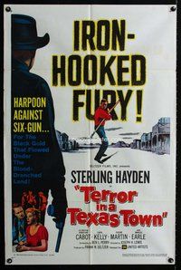 g630 TERROR IN A TEXAS TOWN one-sheet movie poster '58 Sterling Hayden