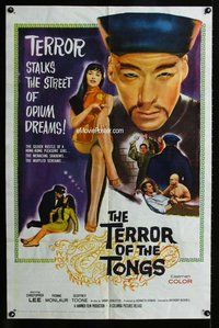 g631 TERROR OF THE TONGS one-sheet movie poster '61 Chris Lee, opium dreams!