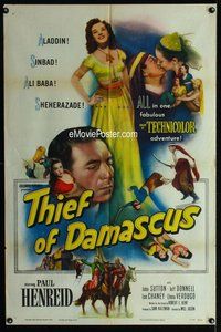 g637 THIEF OF DAMASCUS one-sheet movie poster '52 Paul Henreid, Verdugo