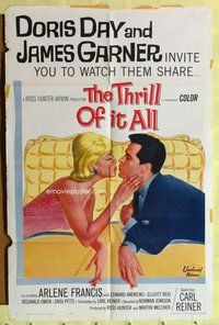g642 THRILL OF IT ALL one-sheet movie poster '63 Doris Day, James Garner