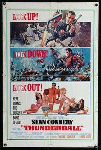 g643 THUNDERBALL one-sheet movie poster R80 Sean Connery as James Bond!