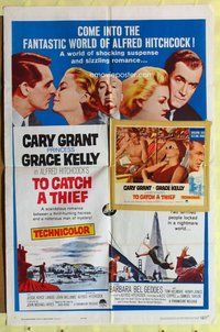 g647 TO CATCH A THIEF/VERTIGO one-sheet movie poster '63 Alfred Hitchcock