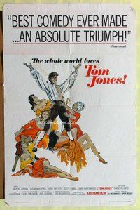 g648 TOM JONES one-sheet movie poster '63 Albert Finney, Edith Evans