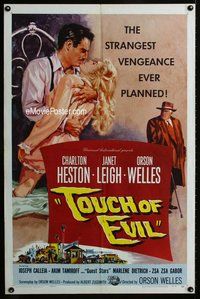 g653 TOUCH OF EVIL one-sheet movie poster '58 Orson Welles, Heston, Leigh