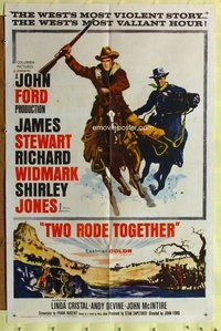 g668 TWO RODE TOGETHER one-sheet movie poster '60 James Stewart, John Ford