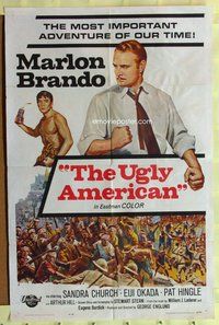 g669 UGLY AMERICAN one-sheet movie poster '63 Marlon Brando, Eiji Okada