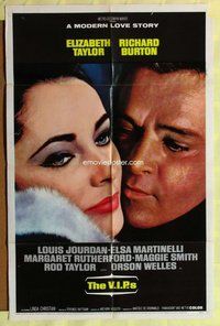 g685 VIPs style A one-sheet movie poster '63 close up of Taylor & Burton!
