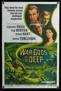 g695 WAR-GODS OF THE DEEP one-sheet movie poster '65 Vincent Price, Tourneur