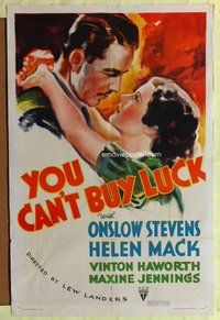 g707 YOU CAN'T BUY LUCK one-sheet movie poster '37 pretty Helen Mack!