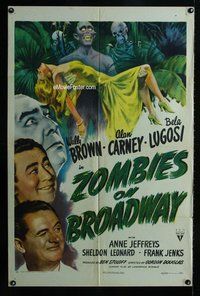 g715 ZOMBIES ON BROADWAY style A one-sheet movie poster '44 Bela Lugosi