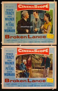 h847 BROKEN LANCE 2 move lobby cards '54 Spencer Tracy, Wagner