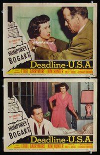 h856 DEADLINE-USA 2 move lobby cards '52 Humphrey Bogart, Kim Hunter
