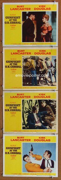 h693 GUNFIGHT AT THE OK CORRAL 4 move lobby cards '57 Burt Lancaster
