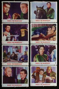 h167 MARCO THE MAGNIFICENT 8 move lobby cards '66 Orson Welles, Sharif