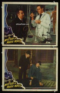 h899 MYSTERY OF MARIE ROGET 2 move lobby cards '42 Edgar Allan Poe