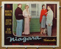 h964 NIAGARA movie lobby card #3 '53 Marilyn Monroe in night gown!