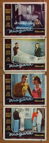h712 NIAGARA 4 move lobby cards '53 Marilyn Monroe, Joseph Cotten