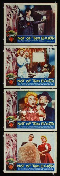 h713 NOT OF THIS EARTH 4 move lobby cards '57 Roger Corman