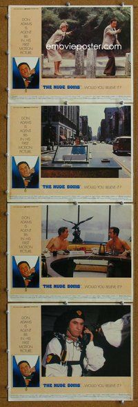 h714 NUDE BOMB 4 move lobby cards '80 Don Adams as Maxwell Smart