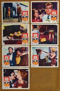 h363 ONLY TWO CAN PLAY 7 move lobby cards '62 Peter Sellers, Zetterling