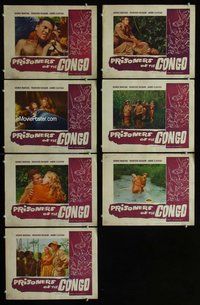h370 PRISONERS OF THE CONGO 7 move lobby cards '60 savage Africa!
