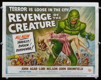 h002 REVENGE OF THE CREATURE title movie lobby card '55 great image!