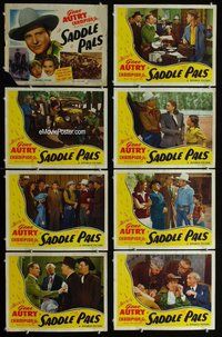 h204 SADDLE PALS 8 move lobby cards '47 Gene Autry, Lynne Roberts