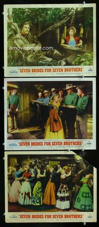 h808 SEVEN BRIDES FOR SEVEN BROTHERS 3 move lobby cards '54 Powell