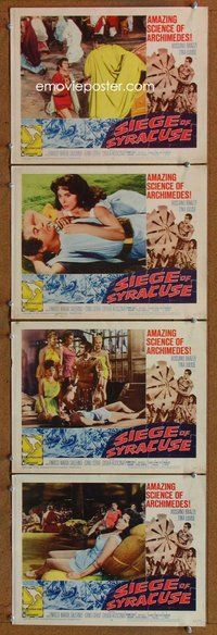 h726 SIEGE OF SYRACUSE 4 move lobby cards '62 Rossano Brazzi, Louise
