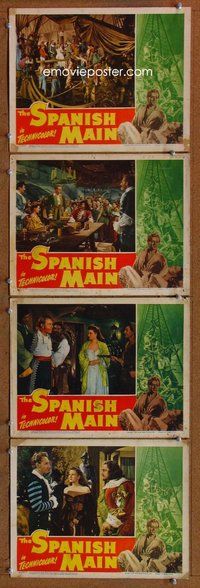 h729 SPANISH MAIN 4 move lobby cards '45 Maureen O'Hara, Paul Henreid