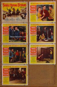 h407 THREE YOUNG TEXANS 7 move lobby cards '54 Gaynor,Brasselle,Hunter