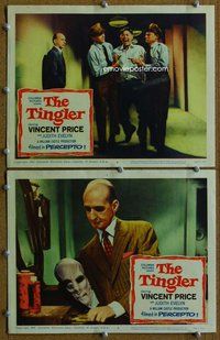h921 TINGLER 2 move lobby cards '59 William Castle, wacky images!