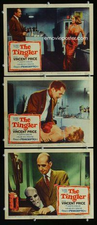 h814 TINGLER 3 move lobby cards '59 Vincent Price, William Castle