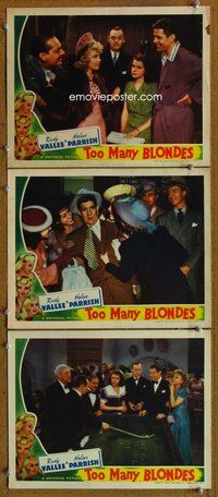 h816 TOO MANY BLONDES 3 move lobby cards '41 Rudy Vallee, Parrish