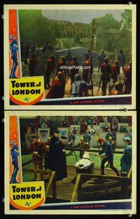 h925 TOWER OF LONDON 2 move lobby cards '39 cool beheadding scene!