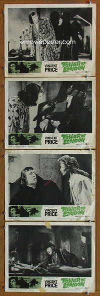 h737 TOWER OF LONDON 4 move lobby cards '62 Vincent Price, Corman
