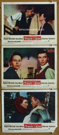 h817 TRACK OF THE CAT 3 move lobby cards '54 Teresa Wright, Tab Hunter