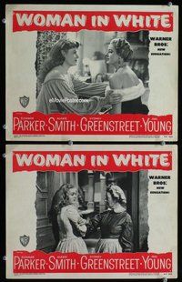 h937 WOMAN IN WHITE 2 move lobby cards '48 Eleanor Parker, Alexis Smith